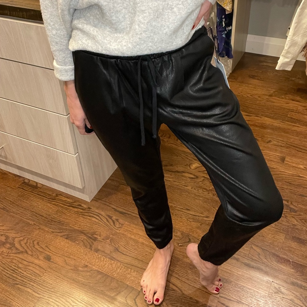 NWT Faux leather joggers with pockets